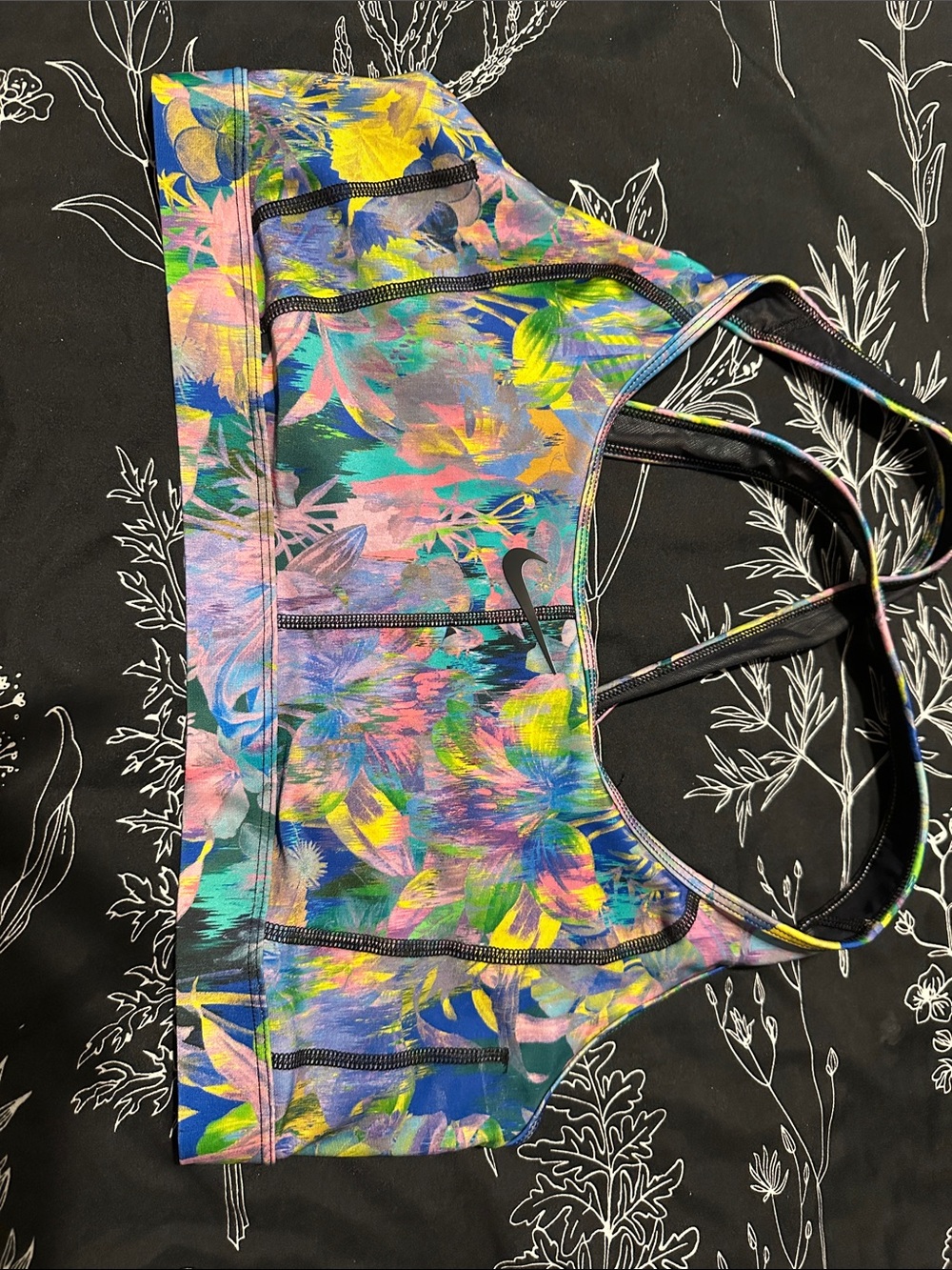 Nike Bright Multicolor Floral-Print Strappy Sports Bra